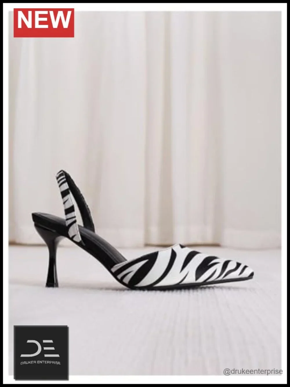 Zebra Print Kitten Heels Women's Slingback Pumps PU Leather